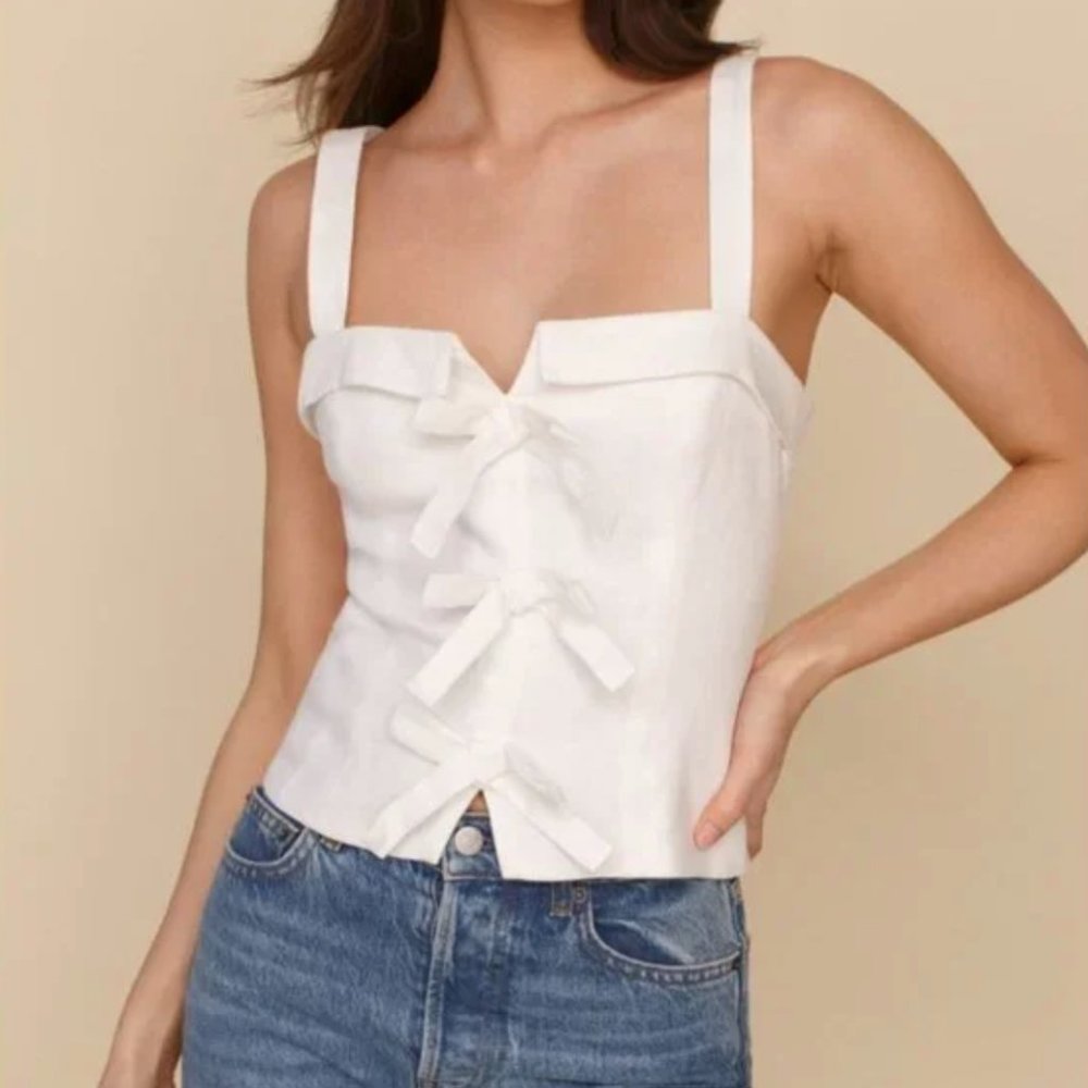 NWT Reformation Sedgwick Tank in White Linen, Size 0